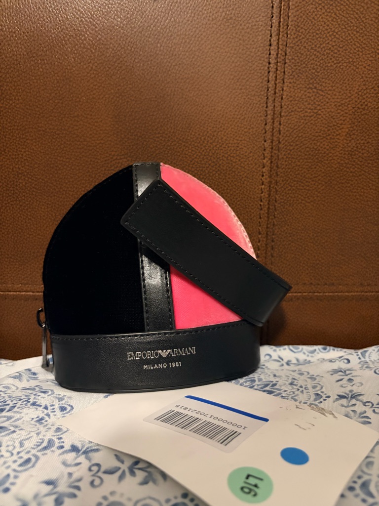 Emporio Armani Pink And Black Dome Wristlet Pouch